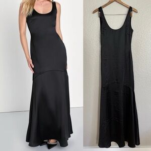 NWOT Enchanting Sophistication Black Satin Mermaid Maxi Dress